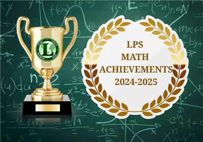  trophy with lps logo and math on a chalkboard